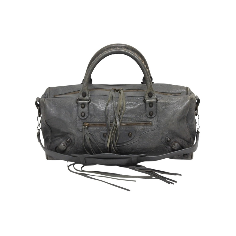 Balenciaga Leather THE gunmetal Gray Black Hardware Bag TWIGGY - Picture 2 of 9